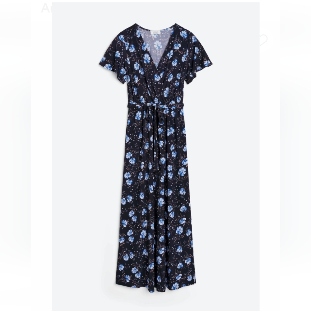 NWT StitchFix Navy Blue Kaileigh Aurelle Maxi Dress with Side Slit